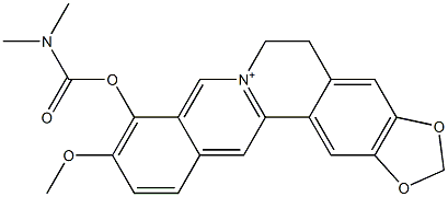 5,6-ジヒドロ-9-(ジメチルカルバモイルオキシ)-10-メトキシベンゾ[g]-1,3-ベンゾジオキソロ[5,6-a]キノリジニウム 化学構造式