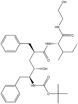 (2S)-2-[[(2R,4S,5S)-5-(tert-Butoxycarbonylamino)-2-benzyl-4-hydroxy-6-phenylhexanoyl]amino]-N-(2-hydroxyethyl)-3-methylpentanamide Struktur