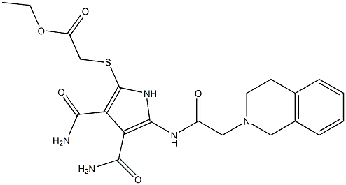 2-[[[(1,2,3,4-Tetrahydroisoquinolin)-2-yl]acetyl]amino]-5-[(ethoxycarbonylmethyl)thio]-1H-pyrrole-3,4-dicarboxamide Structure