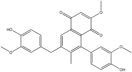 5-(4-Hydroxy-3-methoxyphenyl)-7-(4-hydroxy-3-methoxybenzyl)-3-methoxy-6-methyl-1,4-naphthoquinone Structure