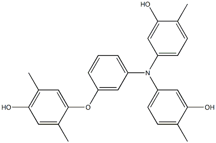 N,N-ビス(3-ヒドロキシ-4-メチルフェニル)-3-(4-ヒドロキシ-2,5-ジメチルフェノキシ)ベンゼンアミン 化学構造式