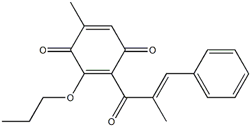 2-[(E)-3-Phenyl-2-methylpropenoyl]-5-methyl-3-propoxy-1,4-benzoquinone Struktur
