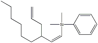 (5Z)-4-ヘキシル-6-(ジメチルフェニルシリル)-1,5-ヘキサジエン 化学構造式