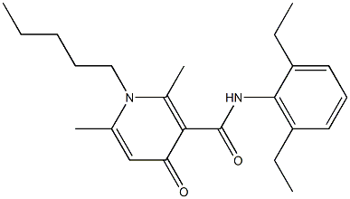 1,4-ジヒドロ-4-オキソ-1-ペンチル-2,6-ジメチル-N-(2,6-ジエチルフェニル)ピリジン-3-カルボアミド 化学構造式