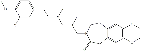 4,5-Dihydro-7,8-dimethoxy-3-[3-[N-methyl-2-(3,4-dimethoxyphenyl)ethylamino]-2-methylpropyl]-1H-3-benzazepin-2(3H)-one,,结构式