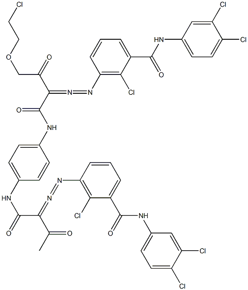 3,3'-[2-[(2-Chloroethyl)oxy]-1,4-phenylenebis[iminocarbonyl(acetylmethylene)azo]]bis[N-(3,4-dichlorophenyl)-2-chlorobenzamide] Structure