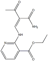 3-オキソ-2-[(Z)-[3-(エトキシカルボニル)-2-ピリジニル]アミノメチレン]ブタンアミド 化学構造式