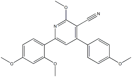 4-(4-メトキシフェニル)-6-(2,4-ジメトキシフェニル)-2-メトキシピリジン-3-カルボニトリル 化学構造式