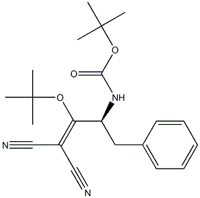 [(S)-3-Phenyl-2-[(tert-butoxycarbonyl)amino]-1-tert-butoxypropylidene]malononitrile Struktur