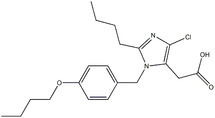 4-クロロ-2-ブチル-1-(4-ブトキシベンジル)-1H-イミダゾール-5-酢酸 化学構造式