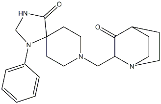 8-[(3-オキソキヌクリジン-2-イル)メチル]-1-フェニル-1,3,8-トリアザスピロ[4.5]デカン-4-オン 化学構造式