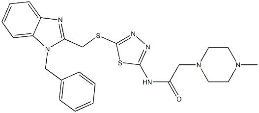 N-[2-[(1-Benzyl-1H-benzimidazol-2-yl)methylthio]-1,3,4-thiadiazol-5-yl]-2-(4-methylpiperazin-1-yl)acetamide Struktur