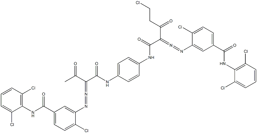 3,3'-[2-(クロロメチル)-1,4-フェニレンビス[イミノカルボニル(アセチルメチレン)アゾ]]ビス[N-(2,6-ジクロロフェニル)-4-クロロベンズアミド] 化学構造式