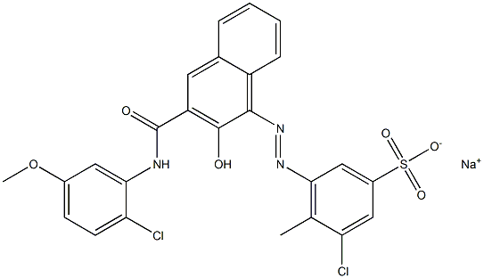 3-Chloro-4-methyl-5-[[3-[[(2-chloro-5-methoxyphenyl)amino]carbonyl]-2-hydroxy-1-naphtyl]azo]benzenesulfonic acid sodium salt Struktur