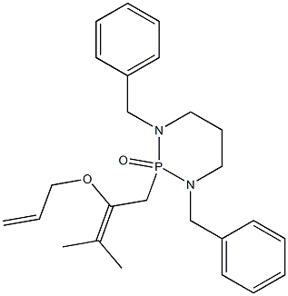 1,3-Dibenzyl-2-[3-methyl-2-[(2-propenyl)oxy]-2-butenyl]hexahydro-1,3,2-diazaphosphorine 2-oxide,,结构式