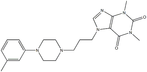 3,7-ジヒドロ-1,3-ジメチル-7-[3-[4-(3-メチルフェニル)-1-ピペラジニル]プロピル]-1H-プリン-2,6-ジオン 化学構造式