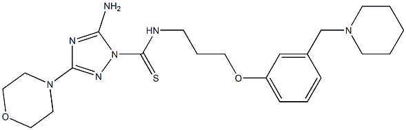 5-Amino-3-morpholino-N-[3-[3-(piperidinomethyl)phenoxy]propyl]-1H-1,2,4-triazole-1-carbothioamide Structure