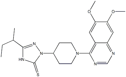 2-[1-(6,7-Dimethoxyquinazolin-4-yl)piperidin-4-yl]-5-(1-methylpropyl)-2,4-dihydro-3-thioxo-3H-1,2,4-triazole,,结构式