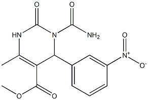 1,2,3,4-Tetrahydro-3-(carbamoyl)-6-methyl-2-oxo-4-(3-nitrophenyl)pyrimidine-5-carboxylic acid methyl ester Structure