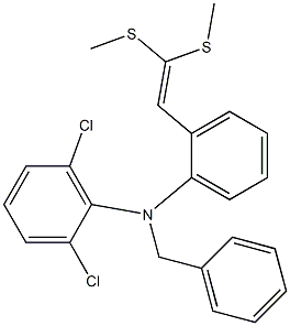 N-ベンジル-N-(2,6-ジクロロフェニル)-2-[2,2-ビス(メチルチオ)ビニル]アニリン 化学構造式