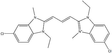 5-Chloro-2-[3-[(5-chloro-1-ethyl-1,3-dihydro-3-methyl-2H-benzimidazol)-2-ylidene]-1-propenyl]-1-ethyl-3-methyl-1H-benzimidazol-3-ium,,结构式