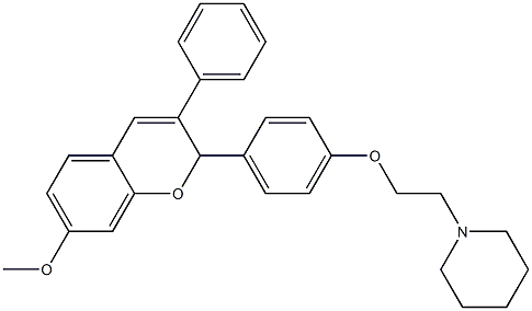 7-メトキシ-2-[4-(2-ピペリジノエトキシ)フェニル]-3-フェニル-2H-1-ベンゾピラン 化学構造式