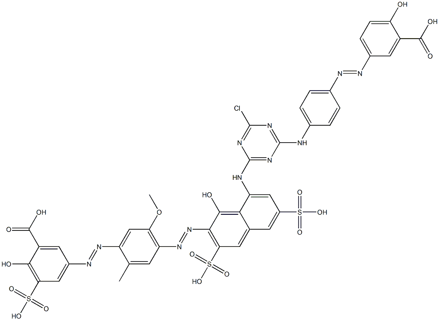 5-[4-[8-[4-[p-(3-Carboxy-4-hydroxyphenylazo)anilino]-6-chloro-1,3,5-triazin-2-ylamino]-1-hydroxy-3,6-disulfonaphthalen-2-ylazo]-2-methyl-5-methoxyphenylazo]-2-hydroxy-3-sulfobenzoic acid|