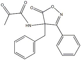 3-Phenyl-4-benzyl-4-[(1,2-dioxopropyl)amino]isoxazol-5(4H)-one Struktur