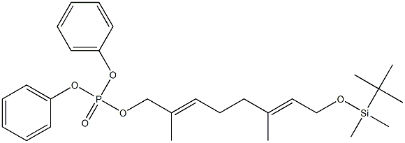 (2E,6E)-1-(ジフェノキシホスフィニル)オキシ-8-(tert-ブチルジメチルシロキシ)-2,6-ジメチル-2,6-オクタジエン 化学構造式