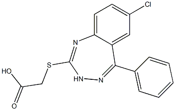 [(5-Phenyl-7-chloro-3H-1,3,4-benzotriazepin-2-yl)thio]acetic acid,,结构式