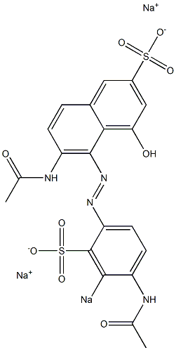 7-Acetylamino-8-(4-acetylamino-3-sodiosulfophenylazo)-1-hydroxy-3-naphthalenesulfonic acid sodium salt Struktur