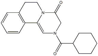 2-(シクロヘキシルカルボニル)-2,3,6,7-テトラヒドロ-4H-ピラジノ[2,1-a]イソキノリン-4-オン 化学構造式