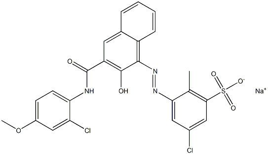 3-Chloro-6-methyl-5-[[3-[[(2-chloro-4-methoxyphenyl)amino]carbonyl]-2-hydroxy-1-naphtyl]azo]benzenesulfonic acid sodium salt Structure