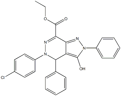 [4,5-ジヒドロ-3-ヒドロキシ-2,4-ジフェニル-5-(4-クロロフェニル)-2H-ピラゾロ[3,4-d]ピリダジン]-7-カルボン酸エチル 化学構造式