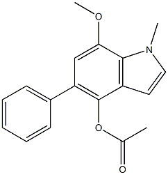 4-Acetoxy-5-phenyl-7-methoxy-1-methyl-1H-indole Struktur