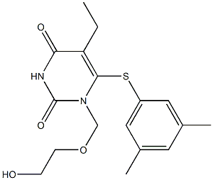 5-Ethyl-1-(2-hydroxyethoxymethyl)-6-(3,5-dimethylphenylthio)uracil Struktur