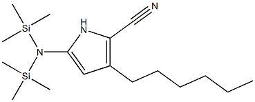 5-[ビス(トリメチルシリル)アミノ]-3-ヘキシル-1H-ピロール-2-カルボニトリル 化学構造式