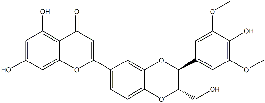 2-[[(2S,3S)-2,3-Dihydro-3-(4-hydroxy-3,5-dimethoxyphenyl)-2-hydroxymethyl-1,4-benzodioxin]-6-yl]-5,7-dihydroxy-4H-1-benzopyran-4-one,,结构式