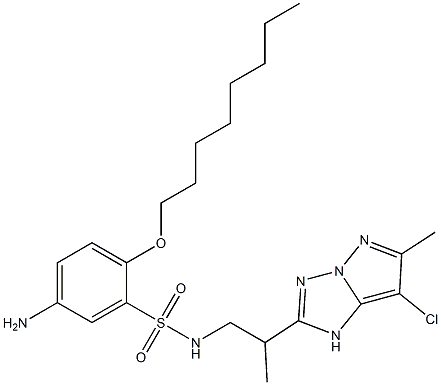 5-Amino-N-[2-(7-chloro-6-methyl-1H-pyrazolo[1,5-b][1,2,4]triazol-2-yl)propyl]-2-octyloxybenzenesulfonamide,,结构式