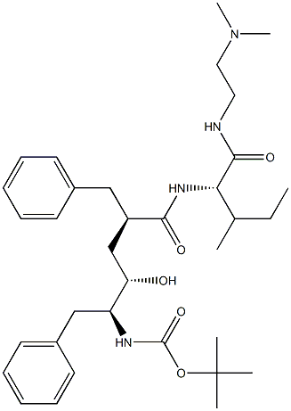 (2S)-2-[[(2R,4S,5S)-5-(tert-ブトキシカルボニルアミノ)-2-ベンジル-4-ヒドロキシ-6-フェニルヘキサノイル]アミノ]-N-(2-ジメチルアミノエチル)-3-メチルペンタンアミド 化学構造式