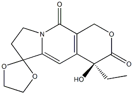 (4S)-4α-エチル-7,8-ジヒドロ-4β-ヒドロキシスピロ[1H-ピラノ[3,4-f]インドリジン-6,2'-[1,3]ジオキソラン]-3,10(4H)-ジオン 化学構造式