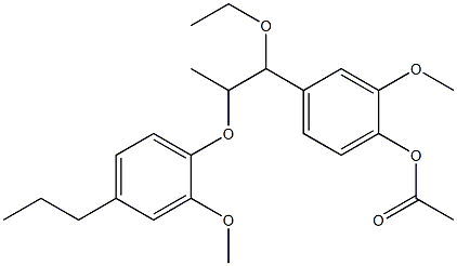 1-エトキシ-2-メチル-1-(4-アセトキシ-3-メトキシフェニル)-2-(4-プロピル-2-メトキシフェノキシ)エタン 化学構造式