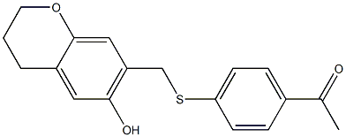 4'-[[(3,4-ジヒドロ-6-ヒドロキシ-2H-1-ベンゾピラン)-7-イル]メチルチオ]アセトフェノン 化学構造式