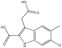 (6-Chloro-5-methyl-2-carboxy-1H-indol-3-yl)acetic acid Structure