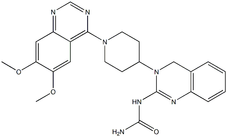 4-[4-[(3,4-ジヒドロ-2-ウレイドキナゾリン)-3-イル]-1-ピペリジニル]-6,7-ジメトキシキナゾリン 化学構造式