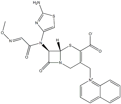 (7R)-7-[(2-Amino-4-thiazolyl)(methoxyimino)acetylamino]-3-[quinolinium-1-ylmethyl]cepham-3-ene-4-carboxylic acid Struktur