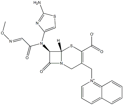 (7R)-7-[(2-Amino-4-thiazolyl)(methoxyimino)acetylamino]-3-[quinolinium-1-ylmethyl]cepham-3-ene-4-carboxylic acid Structure