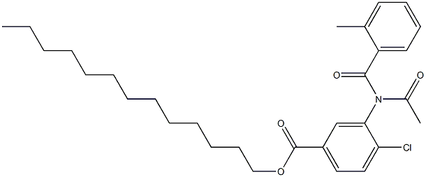 3-[(2-メチルフェニルカルボニル)アセチルアミノ]-4-クロロ安息香酸トリデシル 化学構造式