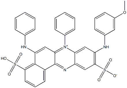 9-[(3-Methoxyphenyl)amino]-7-phenyl-5-(phenylamino)-4-sulfo-10-sulfonatobenzo[a]phenazin-7-ium,,结构式