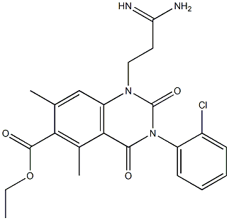 1,2,3,4-Tetrahydro-3-(2-chlorophenyl)-1-(3-amino-3-iminopropyl)-5,7-dimethyl-2,4-dioxoquinazoline-6-carboxylic acid ethyl ester Structure